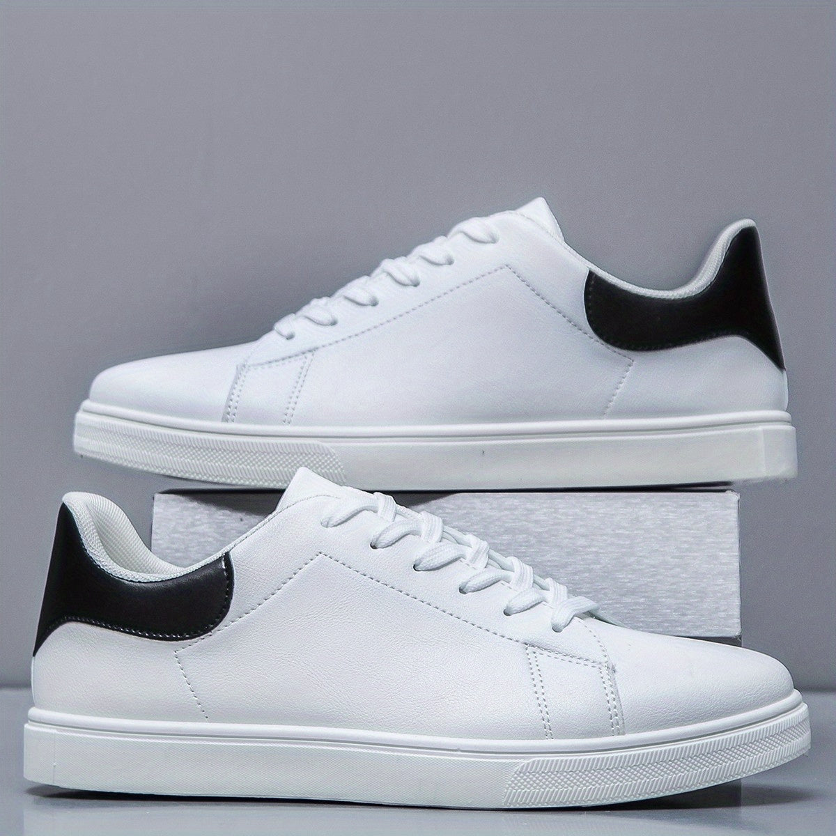 Men's PU Leather Lace-up Skate Sneakers, Breathable